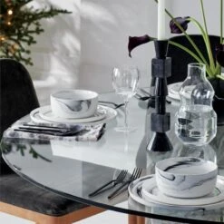 Swirl Black And White Dinner Plate -Nesto Store TripleDiningTableROundOC20 1x1