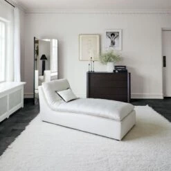 Tuxedo White Linen Throw Pillow With Feather-Down Insert 20" -Nesto Store TurnChaiseLoungeMR21 1