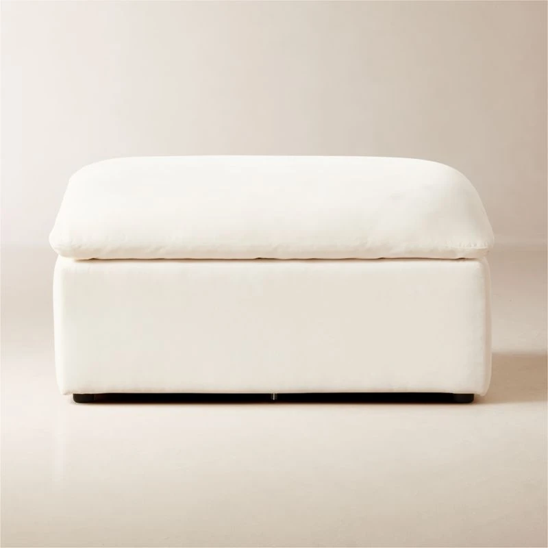 Turn Off-White Performance Velvet Ottoman 3 Turn Off-White Performance Velvet Ottoman