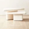 Vayle 2-Piece High-Gloss White Concrete Coffee Table Set -Nesto Store VayleWhiteCncrtTableGroupFHS22
