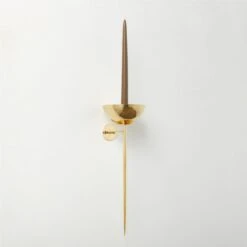 Vela Unlaquered Brass Wall Sconce Taper Candle Holder