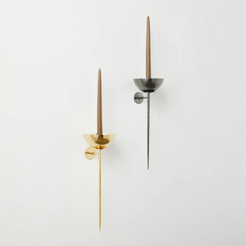 Vela Unlaquered Brass Wall Sconce Taper Candle Holder 6 Vela Unlaquered Brass Wall Sconce Taper Candle Holder - Image 4