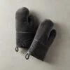 Charcoal Grey Velvet Oven Mitts Set Of 2