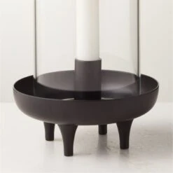 Vetro Matte Black Stainless Steel And Glass Hurricane Candle Holder -Nesto Store VetroMttSSBlkTaperHrrcnAV2SHF22