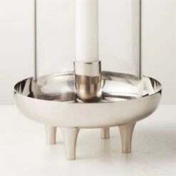 Vetro Polished Stainless Steel And Glass Hurricane Candle Holder -Nesto Store VetroSSTaperHrrcnAV2SHF22