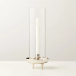 Vetro Polished Stainless Steel And Glass Hurricane Candle Holder