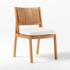 Roc Teak And Rattan Outdoor Dining Chair With Ivory Sunbrella® Cushion -Nesto Store VitetArmlessDiningChair3QSSS23