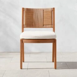 Roc Teak And Rattan Outdoor Dining Chair With Ivory Sunbrella® Cushion