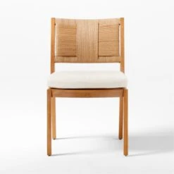 Roc Teak And Rattan Outdoor Dining Chair With Ivory Sunbrella® Cushion -Nesto Store VitetArmlessDiningChairSOSSS23