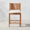 Roc Teak And Rattan Outdoor Counter Stool With Ivory Sunbrella® Cushion