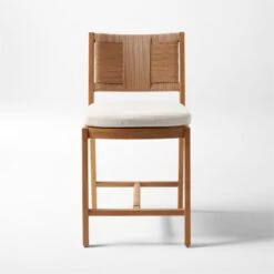 Roc Teak And Rattan Outdoor Counter Stool With Ivory Sunbrella® Cushion 12 Roc Teak And Rattan Outdoor Counter Stool With Ivory Sunbrella® Cushion -Nesto Store VitetCounterStoolSOSSS23