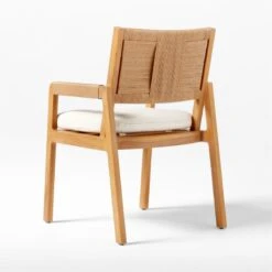 Roc Teak And Rattan Outdoor Dining Armchair With Ivory Sunbrella® Cushion -Nesto Store VitetDiningArmchair3QBSSS23