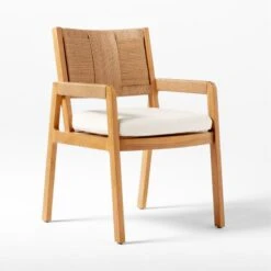 Roc Teak And Rattan Outdoor Dining Armchair With Ivory Sunbrella® Cushion -Nesto Store VitetDiningArmchair3QSSS23