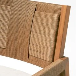 Roc Teak And Rattan Outdoor Dining Armchair With Ivory Sunbrella® Cushion -Nesto Store VitetDiningArmchairAVSSS23