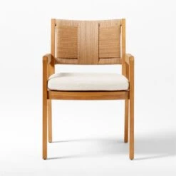 Roc Teak And Rattan Outdoor Dining Armchair With Ivory Sunbrella® Cushion -Nesto Store VitetDiningArmchairSOSSS23