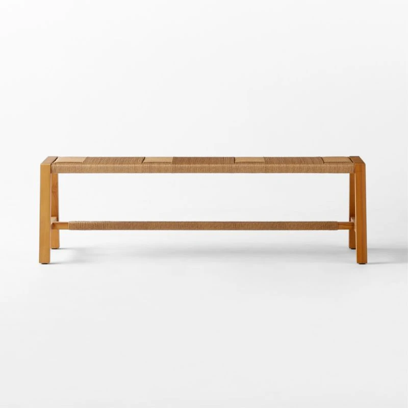 Roc Teak And Rattan Outdoor Dining Bench 6 Roc Teak And Rattan Outdoor Dining Bench - Image 4