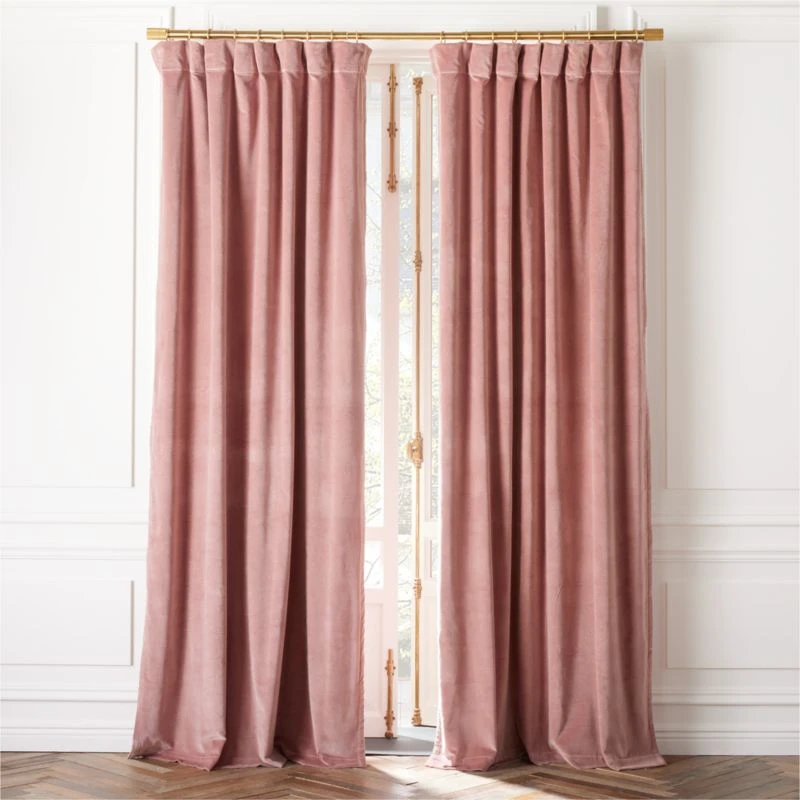 Orchid Mauve Organic Cotton Velvet Window Curtain Panel 48"x84'' 3 Orchid Mauve Organic Cotton Velvet Window Curtain Panel 48"x84''