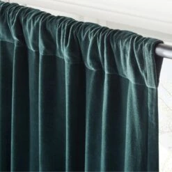 Dark Green Organic Cotton Velvet Window Curtain Panel 48"x84'' -Nesto Store VlvtDkGnOrgCtnCrtn96PnlAV2SHF23