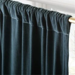 Dark Teal Organic Cotton Velvet Window Curtain Panel 48"x84'' -Nesto Store VlvtMgcFtOrgCtnCrtn96PnlAV2SHF23