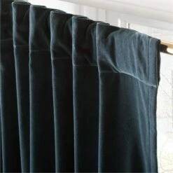 Dark Teal Organic Cotton Velvet Window Curtain Panel 48"x84'' -Nesto Store VlvtMgcFtOrgCtnCrtn96PnlAV3SHF23
