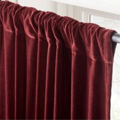 Red Organic Cotton Velvet Window Curtain Panel 48"x84'' -Nesto Store VlvtRedOrgCtnCrtn96PnlAV2SHF23