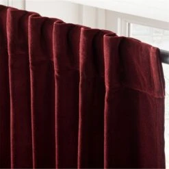 Red Organic Cotton Velvet Window Curtain Panel 48"x84'' -Nesto Store VlvtRedOrgCtnCrtn96PnlAV3SHF23