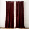 Red Organic Cotton Velvet Window Curtain Panel 48"x84'' 2 Red Organic Cotton Velvet Window Curtain Panel 48"x84'' -Nesto Store VlvtRedOrgCtnCrtn96PnlSHF23