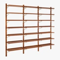 Walnut Modular Triple Shelf 88" 20 Walnut Modular Triple Shelf 88" -Nesto Store WalnutMod88TripleShelf3QF18