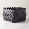 Willa Woven Black Leather Storage Basket Small 1 Willa Woven Black Leather Storage Basket Small -Nesto Store WillaBkLthrWovenBasketSmSHF22