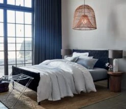 EUROPEAN FLAX™-Certified Linen White Duvet Cover And Shams -Nesto Store WovenBlackSuedeQueenBedJL19 1