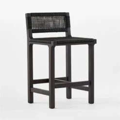 Wrapped Black Leather Counter Stool -Nesto Store WrppdLthrBlkCounterStool3QSSS23