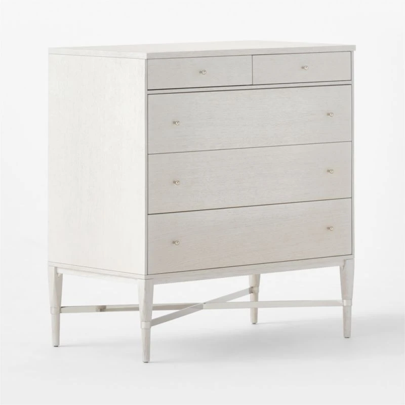 Connoisseur 5-Drawer Whitewashed Oak Wood Dresser Model 1003 6 Connoisseur 5-Drawer Whitewashed Oak Wood Dresser Model 1003 - Image 4