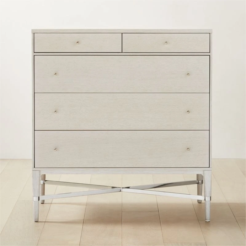 Connoisseur 5-Drawer Whitewashed Oak Wood Dresser Model 1003 3 Connoisseur 5-Drawer Whitewashed Oak Wood Dresser Model 1003
