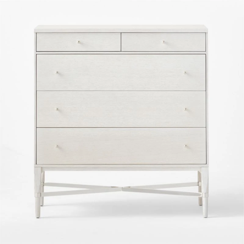 Connoisseur 5-Drawer Whitewashed Oak Wood Dresser Model 1003 5 Connoisseur 5-Drawer Whitewashed Oak Wood Dresser Model 1003 - Image 3