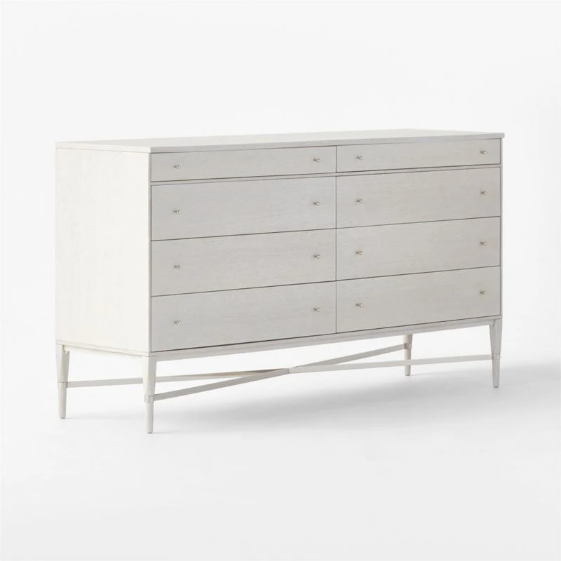 Connoisseur 8-Drawer Whitewashed Oak Wood Dresser Model 1006 5 Connoisseur 8-Drawer Whitewashed Oak Wood Dresser Model 1006 - Image 3