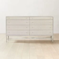 Connoisseur 8-Drawer Whitewashed Oak Wood Dresser Model 1006