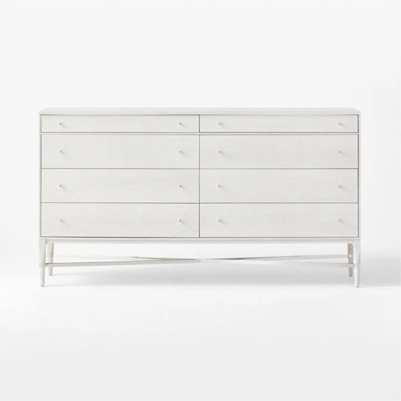 Connoisseur 8-Drawer Whitewashed Oak Wood Dresser Model 1006 4 Connoisseur 8-Drawer Whitewashed Oak Wood Dresser Model 1006 - Image 2