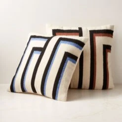 Zea Woven Blue Alpaca Wool-Blend Throw Pillow With Down-Alternative Insert 18'' -Nesto Store ZeaWvnDnAltPillow18x18GrpFHF23