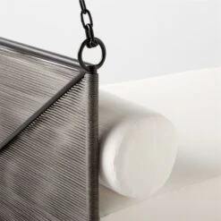 Zora Black Rattan Outdoor Hanging Daybed With White Sunbrella® Cushions -Nesto Store ZoraHangingDaybedAVSSS23