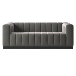 Forte 81" Channeled Sofa With Black Legs Luca Storm