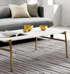 Slab Small Marble Coffee Table With Brass Base -Nesto Store slabmarblecoffeetableJL17